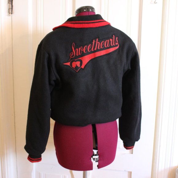 1950s Varsity Letterman Butwin Jacket Black & Red - Picture 5 of 12